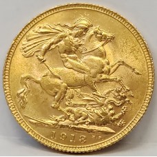 AUSTRALIA 1918 . ONE 1 SOVEREIGN . MELBOURNE . GOLD